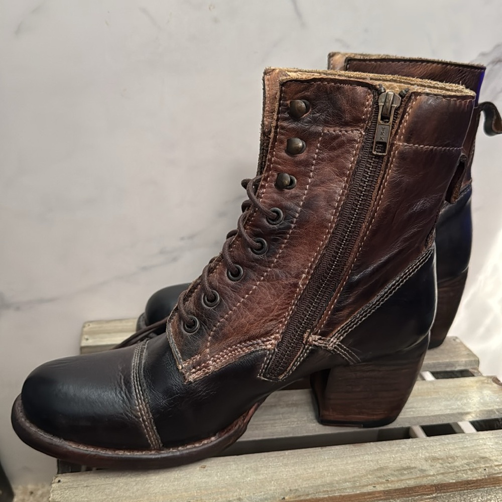 Bed Stu Womens Judgement Lace Up Ankle Boots : Brown Leather - Picture 4 of 9